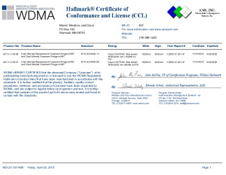 PR CERTIFICATE FL13150 R7 C CAC CCL FOR MARVIN 407-H-1116.06, .07