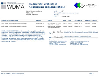 PR CERTIFICATE FL13150 R7 C CAC CCL FOR MARVIN 407-H-1006.18, .19