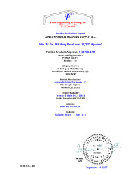 PR TECH DOCS FL13738 R3 AE MIN. 26 GA. PBR ROOF PANEL OVER PLYWOOD - SECURED