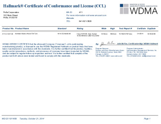 PR CERTIFICATE FL15011 R3 C CAC PELLA411CCL1237