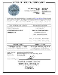 PR CERTIFICATE FL15140 R5 C CAC NI013197.04 - STYLE VIEW - TRIPLE SINGLE HUNG