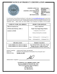 PR CERTIFICATE FL15140 R6 C CAC NI013197.04-R1 - STYLE VIEW - TRIPLE SINGLE HUNG