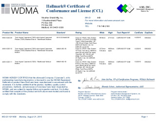 PR CERTIFICATE FL15156 R8 C CAC 7205 VINYL-WOOD CASEMENT TWIN MULLED WITH CASEMENT PICTURE STACKED