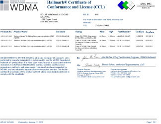 PR CERTIFICATE FL16814 R3 C CAC TEUTONIC TILT SLIDE DOOR CCL