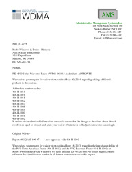 PR CERTIFICATE FL17051 R2 C CAC KOLBE MANAWA WAIVER OF RETEST LETTER 5 21 14