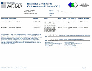 PR CERTIFICATE FL19260 R1 C CAC CCL FOR LOEWEN 415-H-784 (BIFOLD OUTSWING)