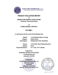 PR TECH DOCS FL21468 R2 AE 16079-05 LIFT AND SLIDE WOOD SLIDING GLASS DOOR  - EVALUATION REPORT