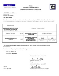PR CERTIFICATE FL22369 R4 C CAC XO LC-PG50-72X60 DP-55 FIN AND FINLESS