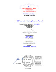 PR Instl Docs FL4595 R8 II 1.5 Snap Lock 24 Ga. over Plywood HVHZ