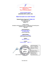 PR Instl Docs FL22245 R2 II FL 22245.1 Ridge Vent over plywood Evaluation Report sealed