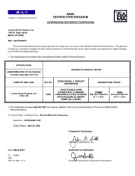 PR CERTIFICATE FL6542 R29 C CAC 32 X 35 WOOD DOUBLE HUNG - NARROW RAILL - STANDARD JAMBLINER - PG50