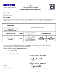 PR CERTIFICATE FL7612 R23 C CAC 06-05 2P SGD W TRANSOM (FINLESS) 71X116 R45