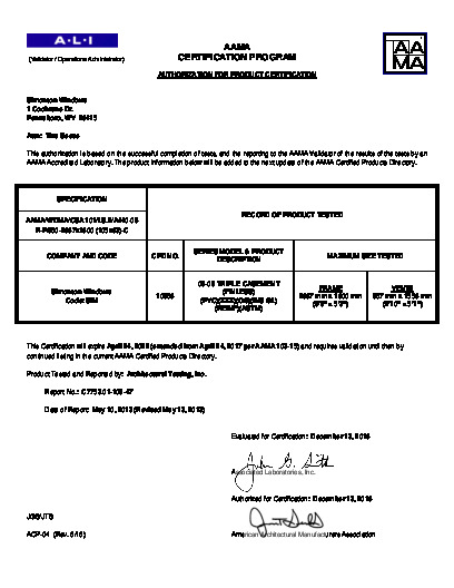 PR CERTIFICATE FL107 R22 C CAC 08-09 CS TRIPLE 105X63 R PG50