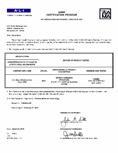 PR CERTIFICATE FL185 R10 C CAC VR3000-6 56X56 LC70 020821