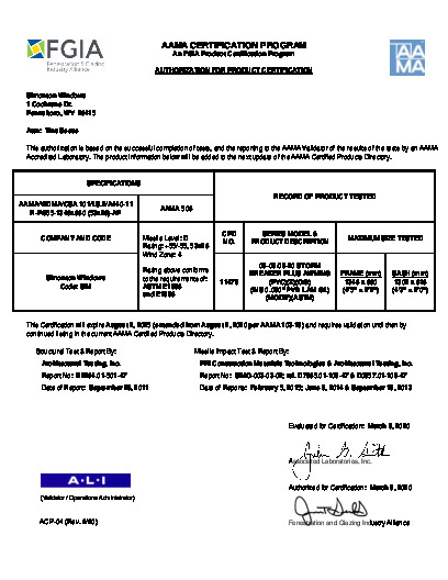 PR CERTIFICATE FL57 R14 C CAC 08-09-08-20 AW  IMPACT R-55 53X26 ANNEALED