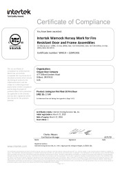 CERTIFICATE OF COMPLIANCE - LEXINGTON FIRE FIBER 20 FIRE DOOR-48257