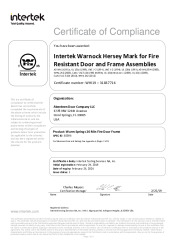 CERTIFICATE OF COMPLIANCE - WARM SPRINGS 20 MIN FIRE DOOR FRAME-47887