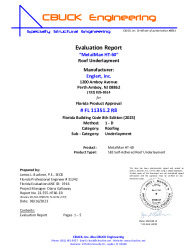 PR INSTL DOCS FL11351 R8 II 2 HT60 UNDERLAYMENT EVALREPORT 