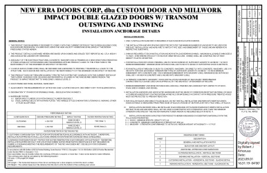 PR Instl Docs FL11436 R6 II CDM0003 Rev E DOUBLE ENTRY DOOR WITH TRANSOM ss