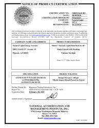 PR CERTIFICATE FL11743 R10 C CAC NI005336.01-R9 - 18 INCH TUBULAR SKYLIGHT