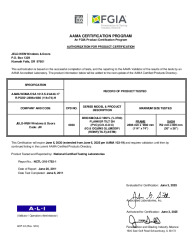 PR CERTIFICATE FL12269 R16 C CAC JELD-WEN - BRICKMOULD VINYL SH TILT FLANKER (1A)   JUNE 2025 (EXT.5) 12269.2