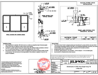 PR Instl Docs FL12269 R16 II D012413 (12269.2) - Brickmould (V-3700) Vinyl Single Hung Tilt 3 Wide XOX 114x74 DP50 FBC Installs 6-19-25 DSS