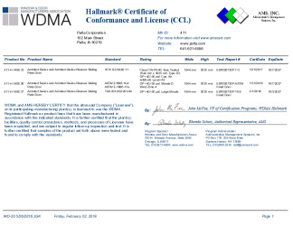 PR CERTIFICATE FL12459 R11 C CAC O TRADITIONAL 60.788X119.5 HALLMARK AAMA ASTM TAAS CCLS