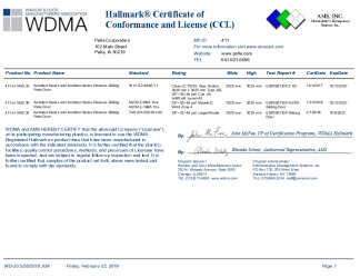 PR CERTIFICATE FL12459 R12 C CAC XO TRADITIONAL 119.25X119.5 HALLMARK AAMA ASTM TAAS CCLS