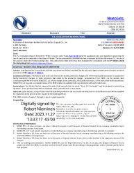 PR TECH DOCS FL12500 R5 AE 2023 11 27 FINAL PEER-CTS-002.A NORANDEX FL12500-R5