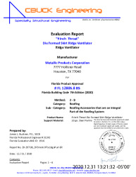 PR Instl Docs FL12805 R6 II 20-297.08 DieFormedSkirtRidgeVent-9in throat-On16gaSteel-ER-ds