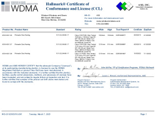 PR CERTIFICATE FL13642 R6 C CAC CCL - CLAD AWNING NON-IMPACT