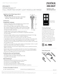 PR INSTL DOCS FL14267 R7 II FL14267 R7 II PEMKO FM SLF HD1-M PEMKONNECT INSTALLATION INSTRUCTIONS