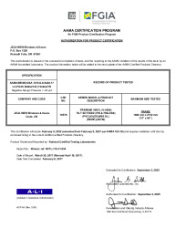 PR CERTIFICATE FL14784 R18 C CAC JELD-WEN - PREMIUM VINYL FIXED SH TILT (FIN FINLESS) (1) SEPT. 2025 (EXT.5) 14784.13