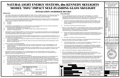 PR INSTL DOCS FL15592 R9 II KENN0010-FPA REV0 ISFG IMPACT SELF-FLASHING GLASS SKYLIGHT SS