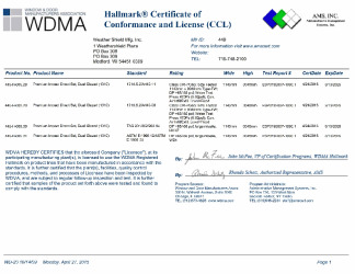 PR CERTIFICATE FL17694 R6 C CAC 1310 PREMIUM IMPACT DIRECT SET, DUAL GLAZED (REPORT ESP019206P-1690.1)