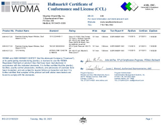 PR CERTIFICATE FL17697 R7 C CAC 449-H-017.20,22,23 1210 PREMIUM IMPACT AWNING