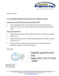 PR TECH DOCS FL17867 R4 AE FES LETTER OF EVALUATION 8 INCH LINTELS