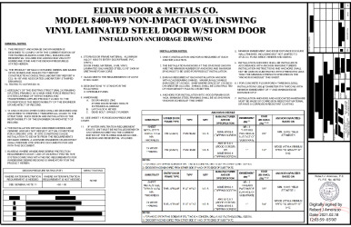 PR INSTL DOCS FL17996 R4 II ELIX0057 REV-B IS MODEL 8400-W9 OVAL WITH STORM DOOR SS