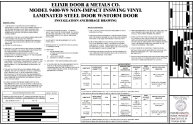 PR INSTL DOCS FL17996 R4 II ELIX0059 REV-B IS MODEL 9400-W9 COTTAGE W. STORM DOOR SS