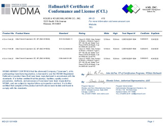 PR CERTIFICATE FL18603 R2 C CAC KOLBE413CCL15002