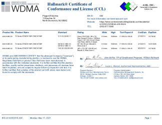 PR CERTIFICATE FL21335 R6 C CAC 70 SERIES HVHZ IMPACT CCLS