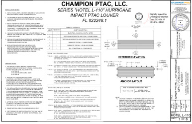 PR Instl Docs FL22248 R5 II a.Hotel L-110 Hurricane Impact PTAC Louver FLA 22248 Rev4 signed