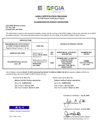 PR CERTIFICATE FL22281 R13 C CAC JELD-WEN - PREMIUM VINYL PW W-TRACK FILLER (FIN  FINLESS)  IMPACT (1)   JULY 2025 (EXT.5) 22281.7