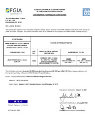 PR CERTIFICATE FL22284 R6 C CAC LC-PG35 48X96 DP-40 ESL NEW1