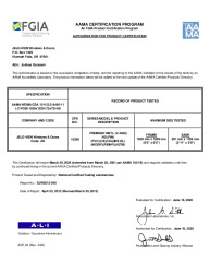 PR CERTIFICATE FL22369 R9 C CAC XO VENT LC-PG35-72X72 NEW