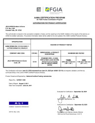 PR CERTIFICATE FL22371 R9 C CAC JELD-WEN - PREMIUM VINYL SH S-L TRIPLE (1)   SEPT. 2024 (EXT.5)-22371.4