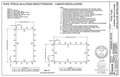 PR Instl Docs FL23998 R11 II 2023 - M700 42x72 PVB 50 psf Fixed impact drawings PE Sealed