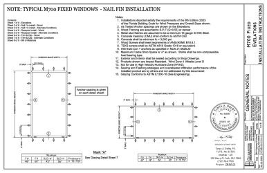 PR Instl Docs FL23998 R11 II 2023 - M700 48x60 PVB 70 psf Fixed impact drawings PE Sealed