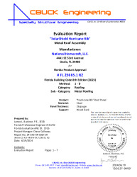 PR TECH DOCS FL25665 R2 AE 01 HURRICANERIB 26GA WOODDECK EVALREPORT