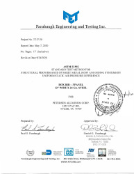 PR TECH DOCS FL33230 R6 TR ASTM E-1592 BOX RIB 3 X 24 GA (MIN.) STEEL WITH CLIP AND LOADS